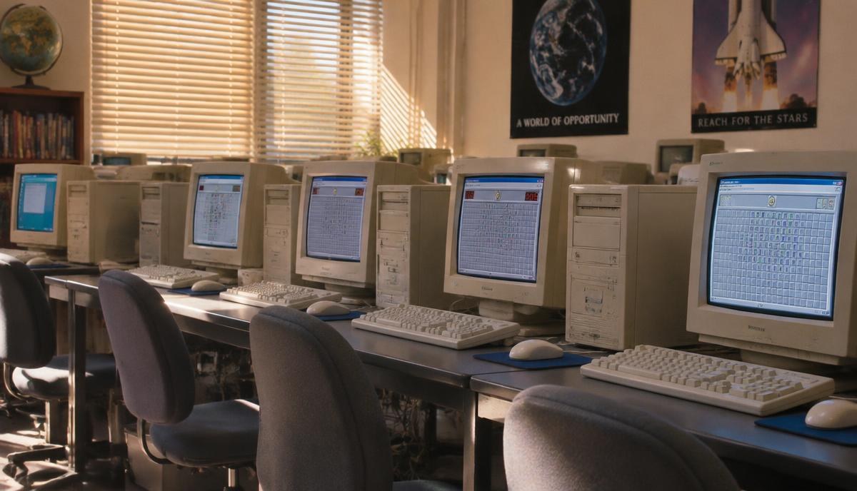 A late-1990s school computer lab, where many of us met Minesweeper